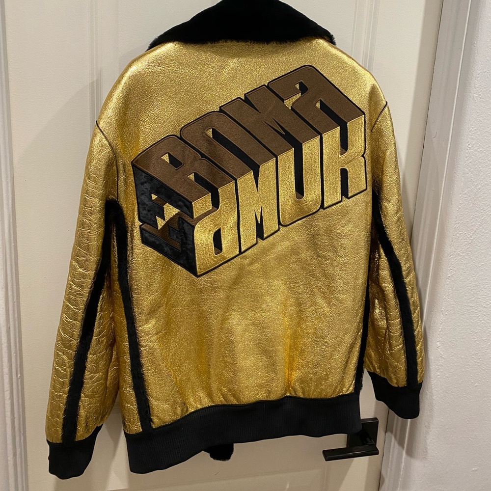 $9,500 RARE ITEM ALERT! Fendi Roma Amor gold jacket